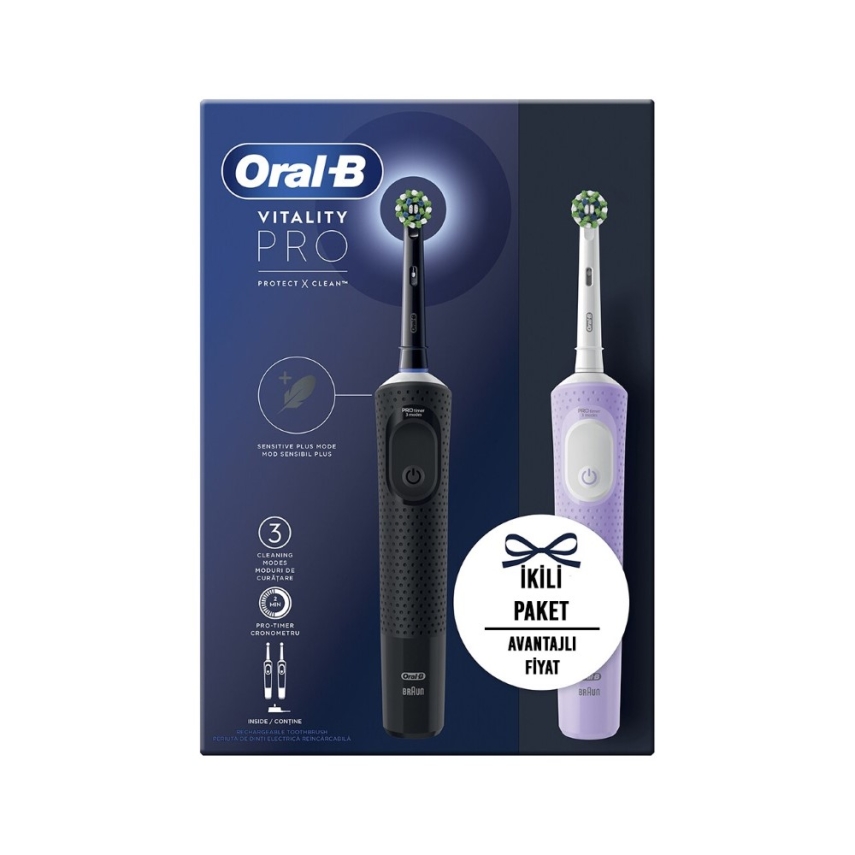 Oral-B Vitality Pro Protect x Clean Şarjlı Diş Fırçası 2li Paket - 1