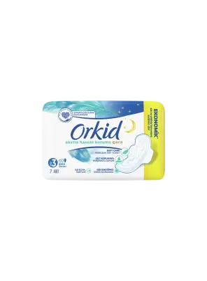 Orkid Ekstra Hassas Koruma Gece -Boy 3- Kanatlı Hijyenik Ped 7 Adet - 1