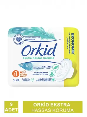 Orkid Ekstra Hassas Koruma Normal -Boy 1- Kanatlı Hijyenik Ped 9 Adet - 2