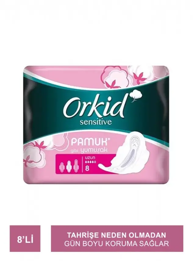 Orkid Sensitive Hijyenik Ped 8'li Uzun Tekli Paket - 2