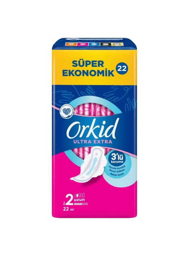 Orkid Ultra Extra Uzun - Boy 2 - Hijyenik Ped 22 Adet - Orkid