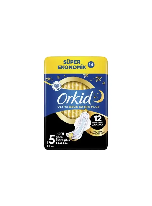 Orkid Ultra Gece Extra Plus - Boy 5 - Hijyenik Ped 14 Adet - 1