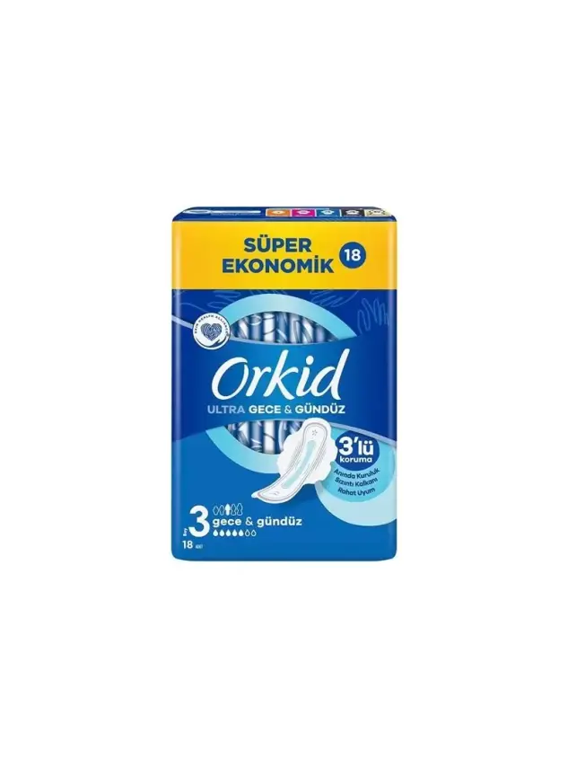 Orkid Ultra Gece & Gündüz - Boy 3 - Hijyenik Ped 18 Adet - 1