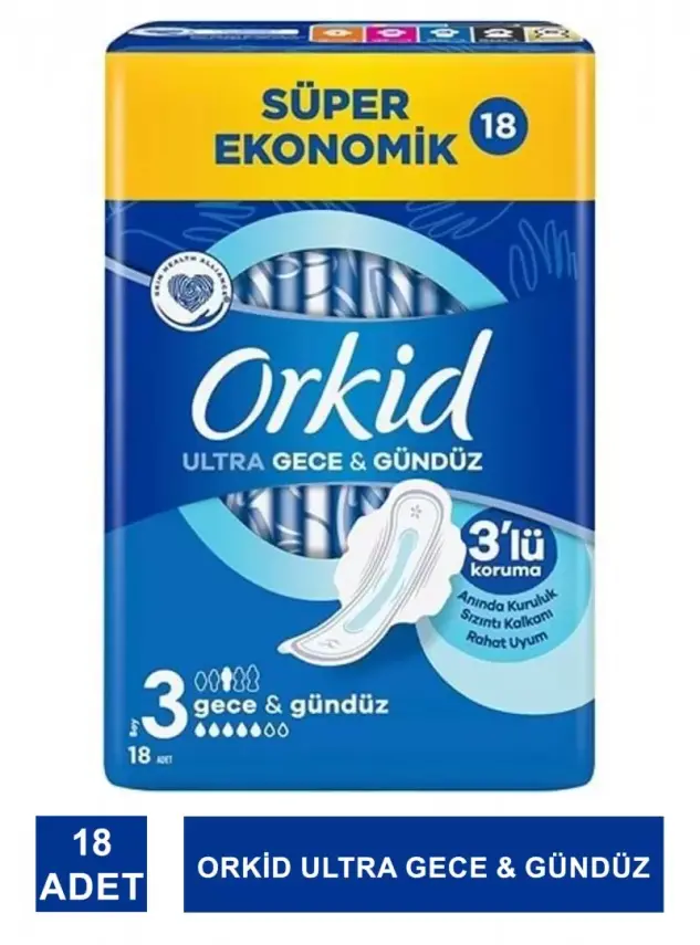 Orkid Ultra Gece & Gündüz - Boy 3 - Hijyenik Ped 18 Adet - 2