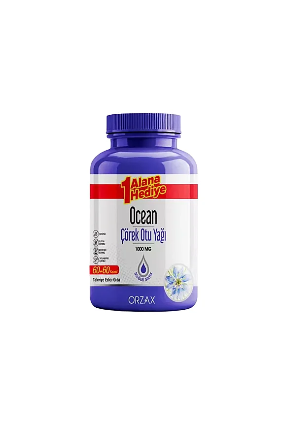 Orzax Ocean Çörek Otu Yağı 1000 mg 60 + 60 Kapsül - 1