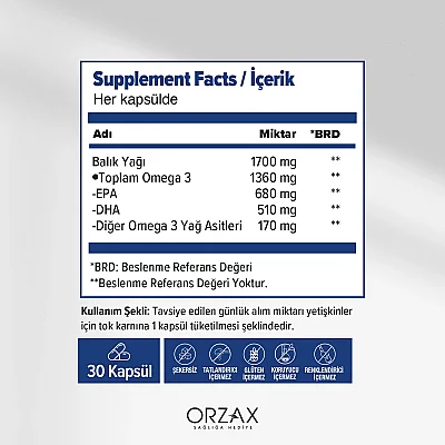 Orzax Ocean Ultimate Balık Yağı 1700 mg 39 Softjel Kapsül - 2