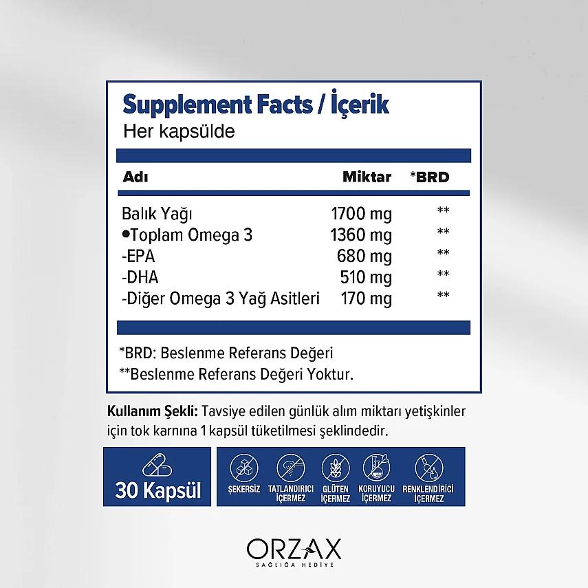 Orzax Ocean Ultimate Balık Yağı 1700 mg 39 Softjel Kapsül - 2