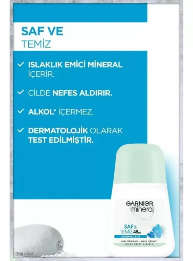 Outlet - Garnier Mineral Saf ve Temiz Roll-On Deodorant 50 ml - 2