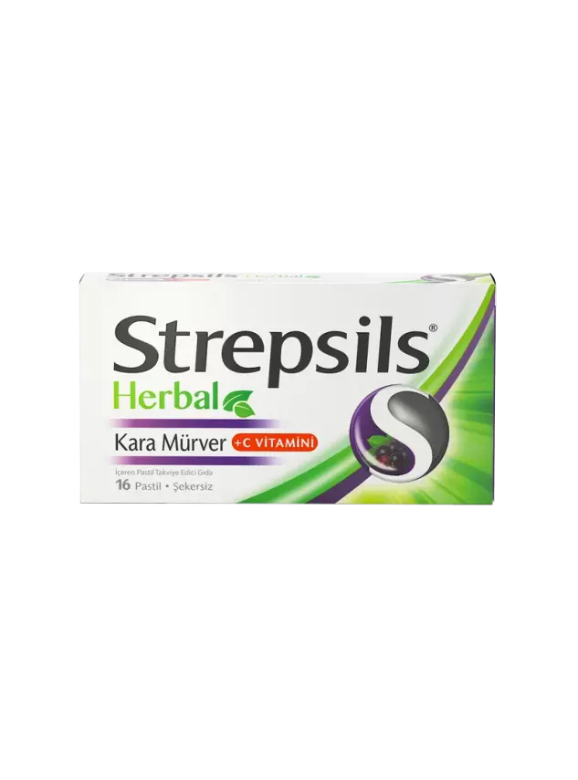 Outlet - Strepsils Herbal Kara Mürver+C Vitamini 16 Pastil - 1
