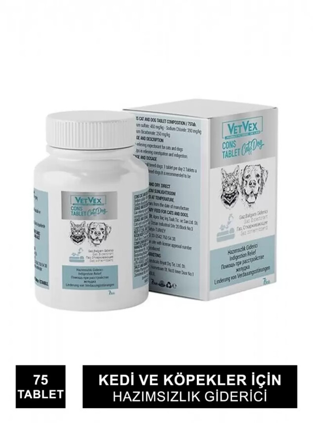 Outlet - VetVex Cons Kedi ve Köpek Hazımsızlık Giderici 75 Tablet - Outlet