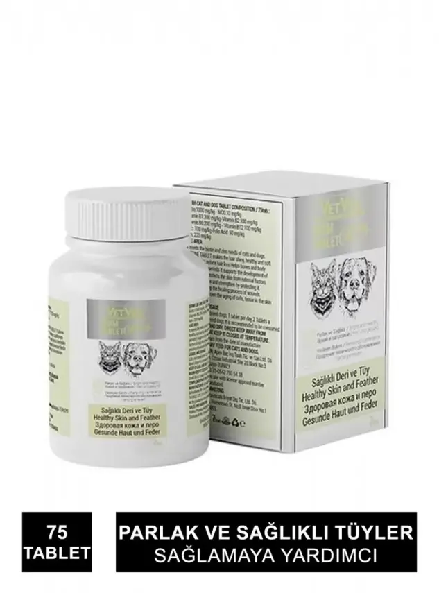 Outlet - VetVex Derm Kedi ve Köpek Deri & Tüy Sağlığı 75 Tablet - 1