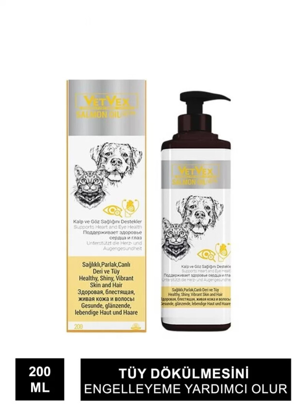 Outlet - VetVex Salmon Oil Kedi ve Köpek Somon Yağı 200 ml - Outlet
