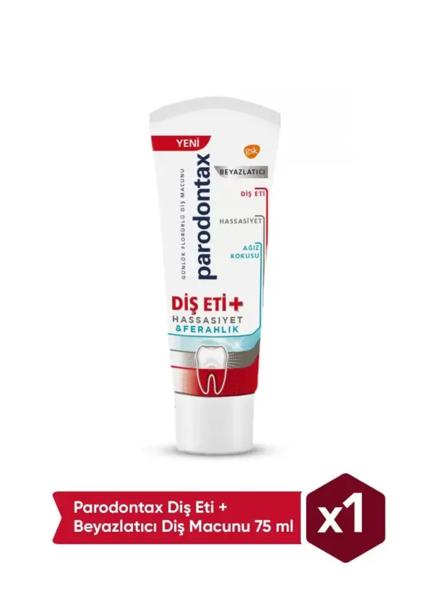 OUTLET - Parodontax Diş Eti & Hassasiyet & Ferahlık & Beyazlatıcı Diş Macunu 75ml - 1