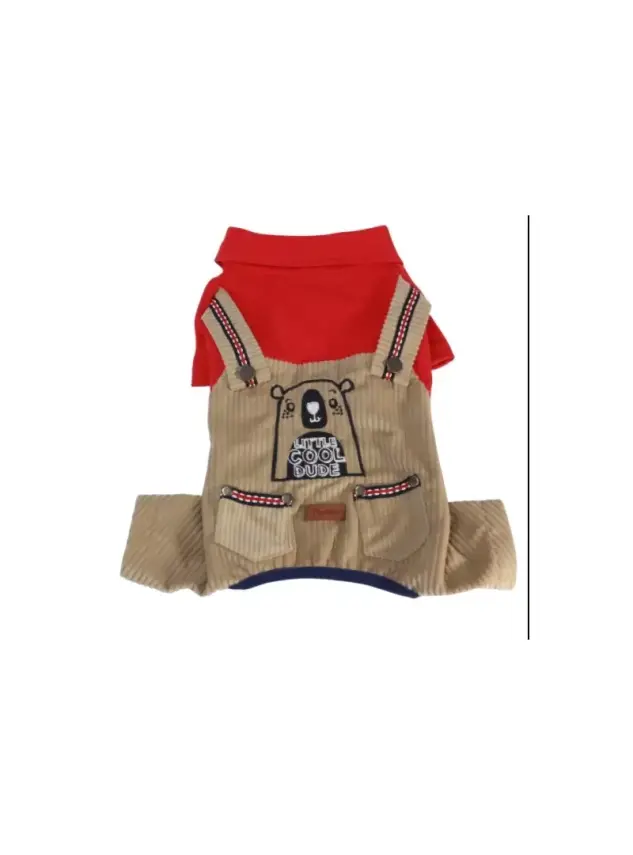 Paw Star Cool Dude Beige&Red Romper S-M-L-L-Xl-2Xl - 1
