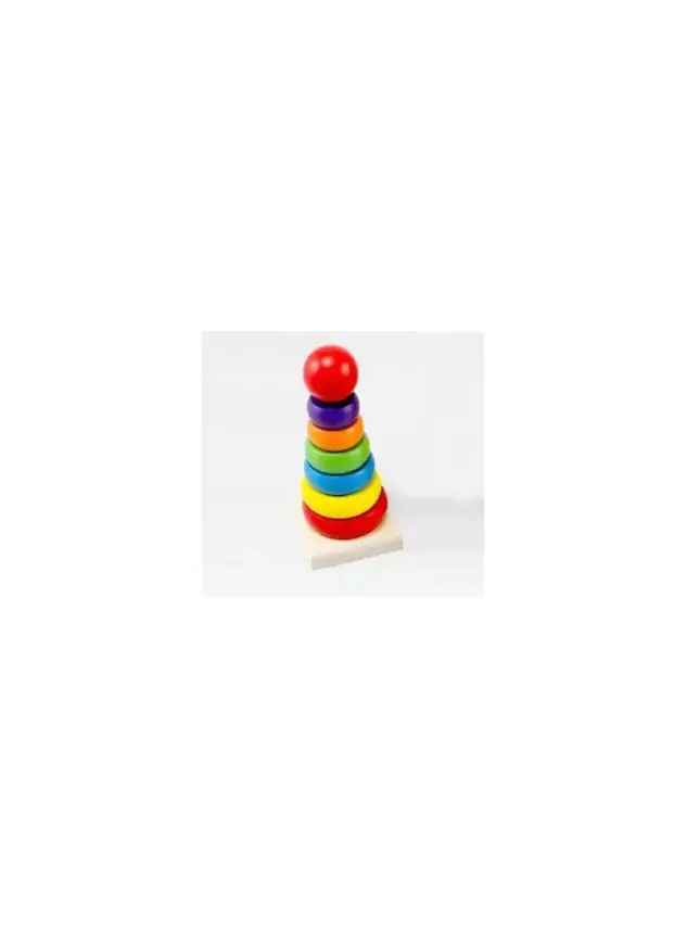 Pharma Toys Colorful Wooden Rainbow Tower Organik Oyuncak - 1