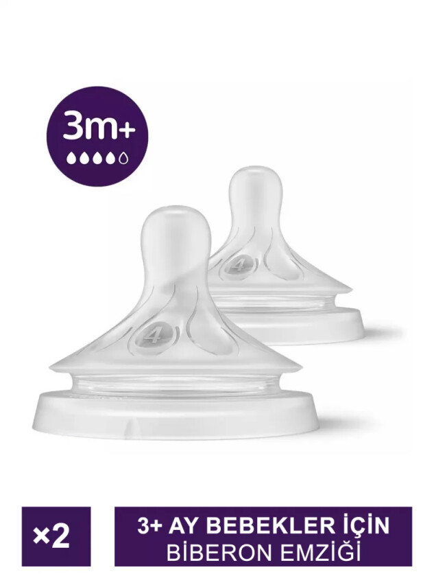 Philips Avent Natural Response Biberon Emziği 2'li 3+ Ay No: 4 - SCY964/02- - Avent