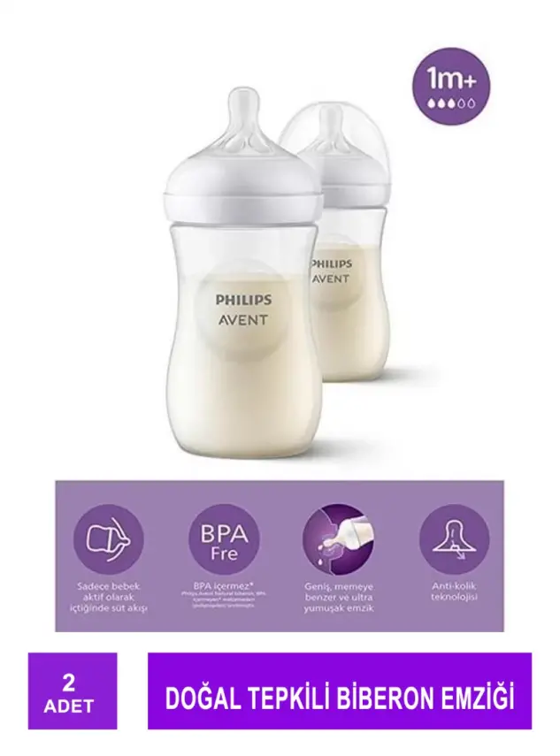Philips Avent Response Doğal Tepkili 2'li Biberon 1+Ay NO:3 2x260ml -SCY903/02- - 1