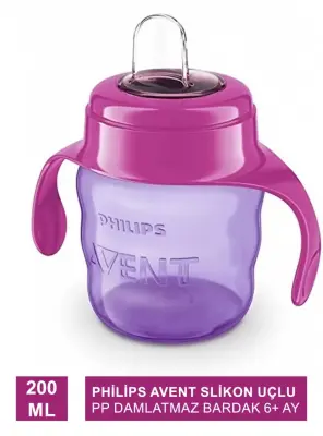 Philips Avent Slikon Uçlu PP Damlatmaz Bardak 6+ Ay 200 ml - Kız - SCF551-03 - - 2