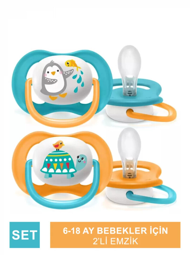 Philips Avent Ultra Air Animals Erkek 6-18 Ay 2'li Emzik -SCF080/07- - Avent