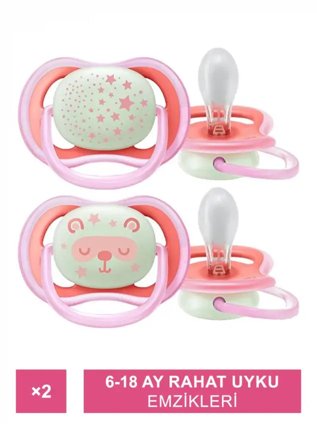 Philips Avent Ultra Air Night 6-18 Ay 2'li Emzik - Kız - SCF376/22 - - 1