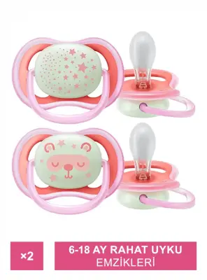 Philips Avent Ultra Air Night 6-18 Ay 2'li Emzik - Kız - SCF376/22 - - Avent