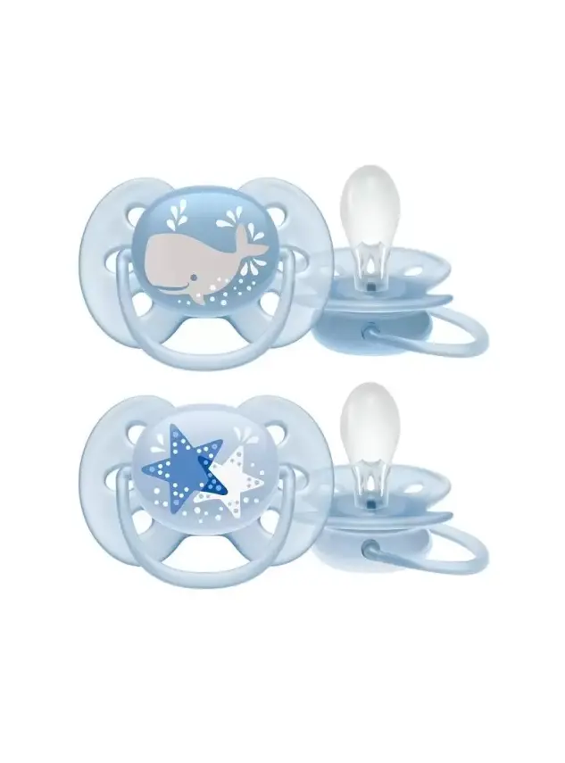 Philips Avent Ultra Soft Desenli 2'li Emzik Mavi SCF223/03 6-18 Ay - 1