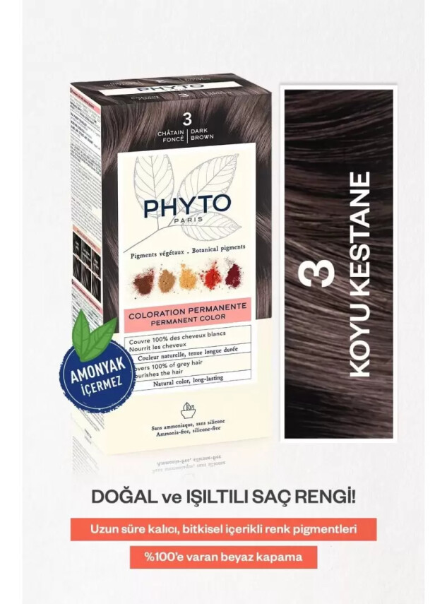 Phyto Color Bitkisel Saç Boyası - 3 Koyu Kestane - Phyto