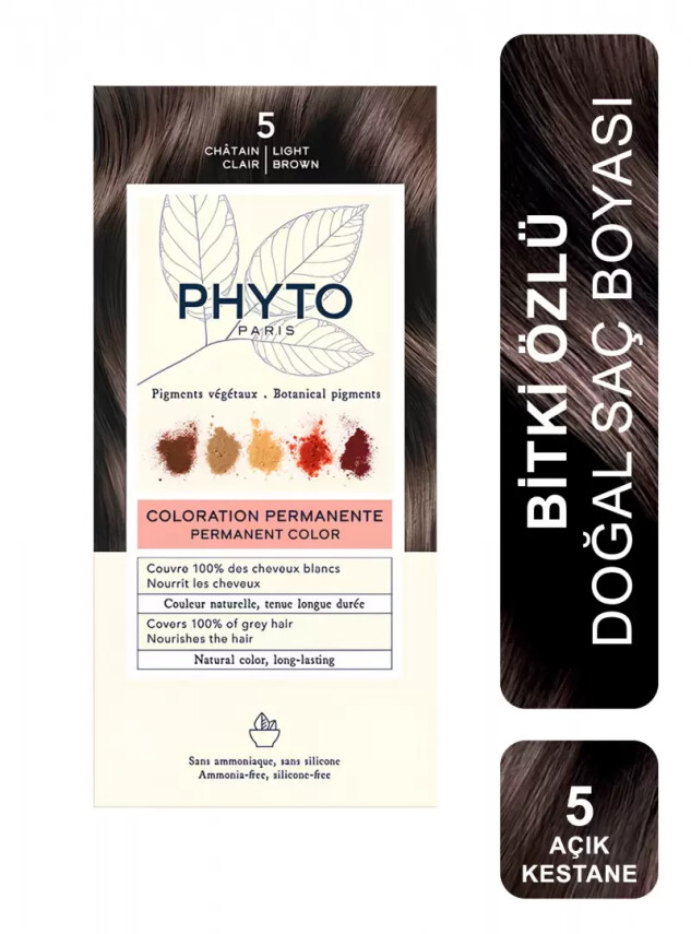 Phyto Color Bitkisel Saç Boyası 5 Açık Kestane -Chatain Clair- Yeni Formül - Phyto