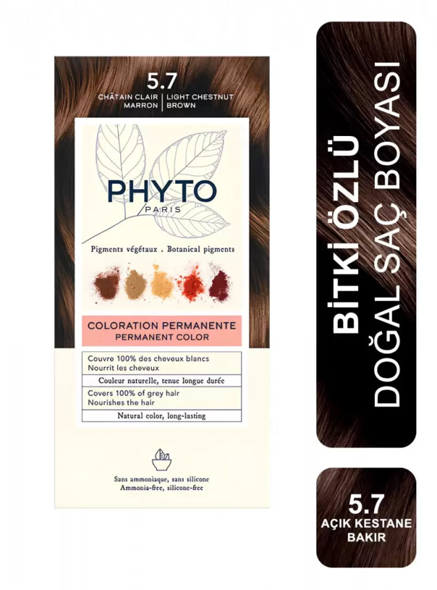 Phyto Color Bitkisel Saç Boyası - 5.7 Açık Kestane Bakır - Phyto