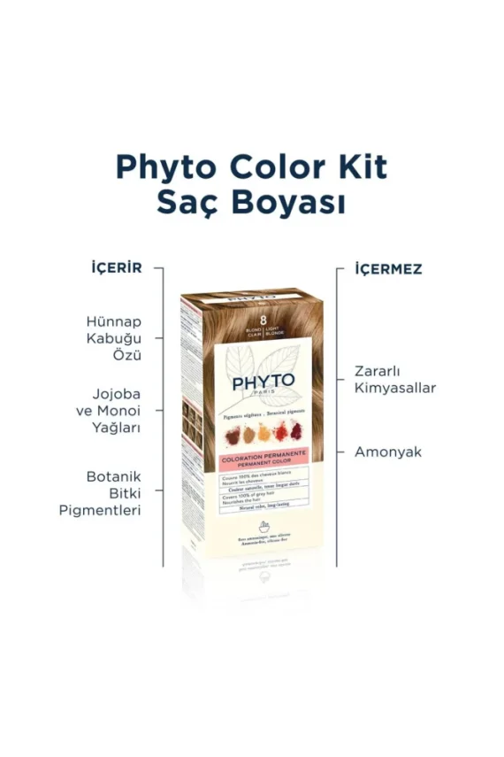 Phyto Color Bitkisel Saç Boyası - 8 Blond Clair Sarı - 5