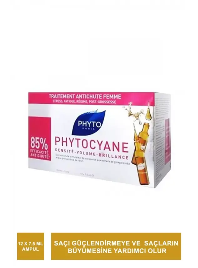 Phyto Phytocyane Kadınlar İçin Tepkisel Saç Dökülmesi Karşıtı Bakım 12 Ampul x 5 ml - 1