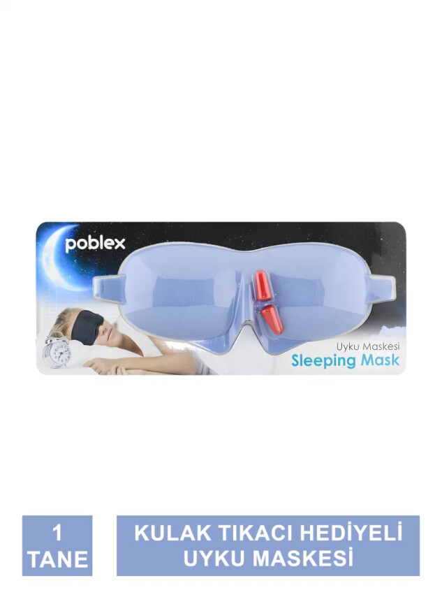 Poblex Uyku Maskesi Mavi - Kulak Tıkacı HEDİYE - Poblex