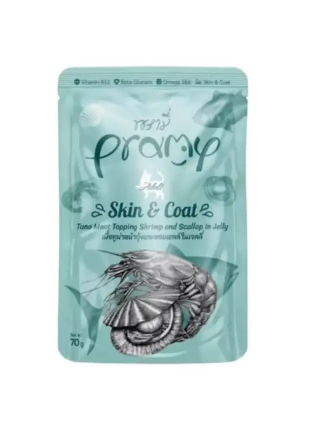 Pramy Jöle İçinde Karidesli, Deniz Taraklı Ve Ton Balıklı Yetişkin Kedi Maması 70G - 1