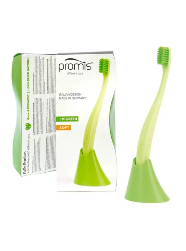 Promis Biplastic Single Diş Fırçası 6750 - Soft - Green - Tutucu Hediyeli - Curaprox