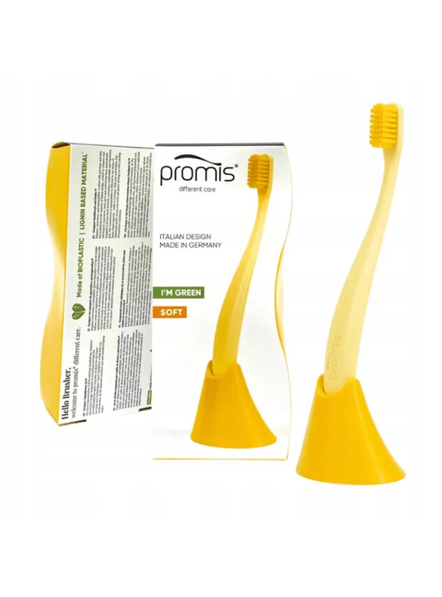 Promis Biplastic Single Diş Fırçası 6750 - Soft - Yellow - Tutucu Hediyeli - Curaprox