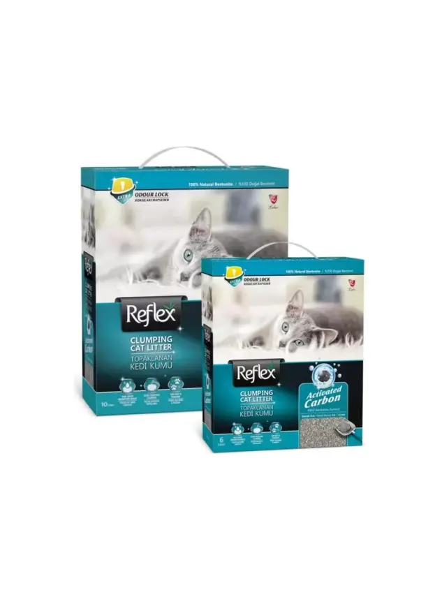 Reflex Box 10 Lt Aktif Karbon Gri kedi Kumu - 1
