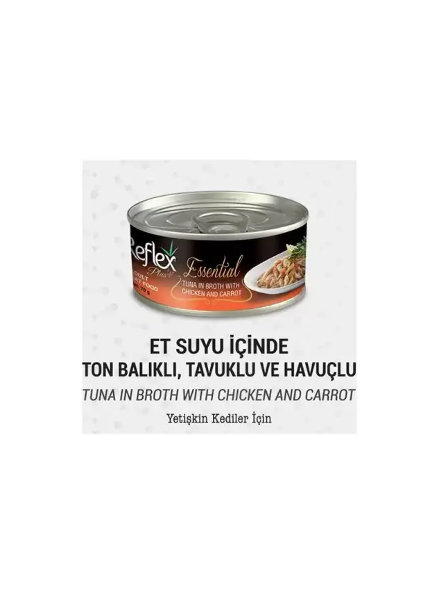 Reflex Plus+ Essential Et Suyu İçinde Ton Balıklı & Havuçlu Yetişkin Kedi Maması 70Gr - 1