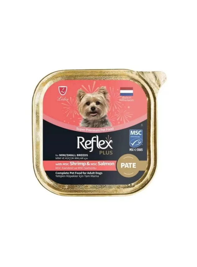 Reflex Plus Pate Msc Karidesli Ve Msc Somonlu Mini Ve Küçük Irklar İçin Yetişkin Köpek Maması 85 G - Reflex