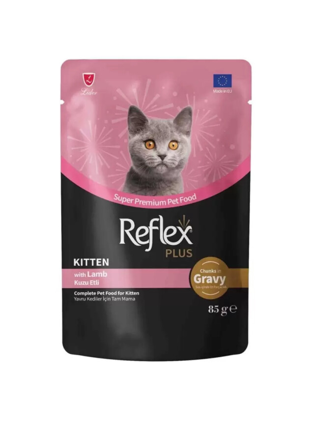 Reflex Plus Sos İçinde Et Parçacıklı Kuzu Etli Yavru Kedi Maması 85 G - Reflex