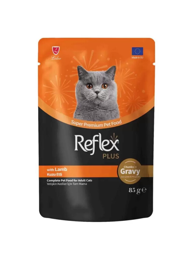 Reflex Plus Sos İçinde Et Parçacıklı Kuzu Etli Yetişkin Kedi Maması 85 G - Reflex