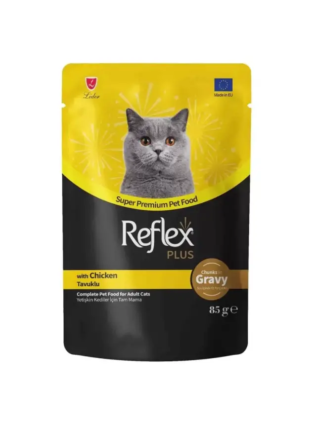 Reflex Plus Sos İçinde Et Parçacıklı Tavuklu Yetişkin Kedi Maması 85 G - 1