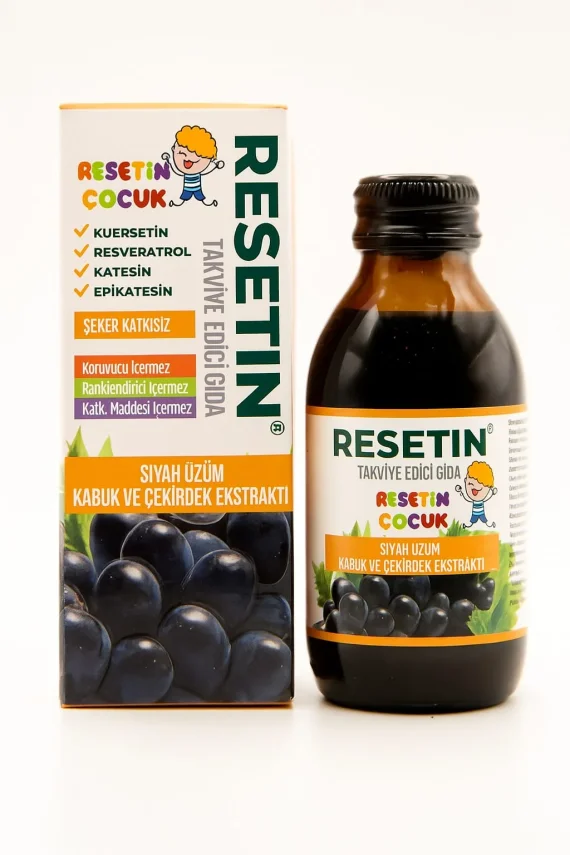 Resetin Çocuk Siyah Üzüm Kabuk ve Çekirdek Ekstraktı Takviye Edici Gıda 125 ml - 1