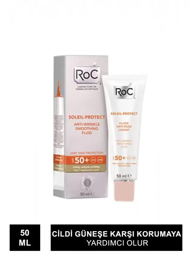 RoC Soleil Protect Kırışık Karşıtı Güneş Koruyucu Likit Yüz Nemlendiricisi SPF 50+ - 1