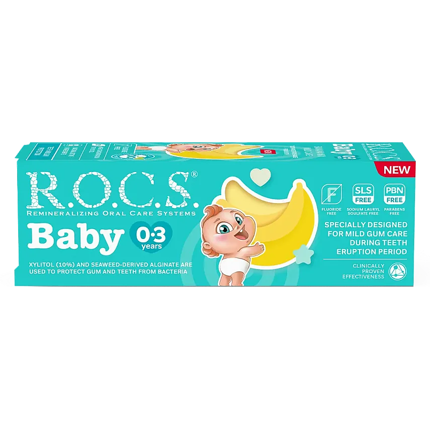 ROCS Baby 0-3 Yaş Muz Püresi Tadında Florürsüz Bebek Diş Macunu 45gr - 3