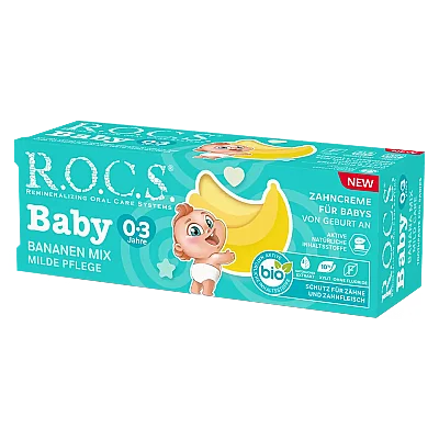 ROCS Baby 0-3 Yaş Muz Püresi Tadında Florürsüz Bebek Diş Macunu 45gr - 2