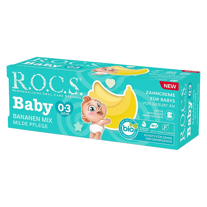 ROCS Baby 0-3 Yaş Muz Püresi Tadında Florürsüz Bebek Diş Macunu 45gr - 2