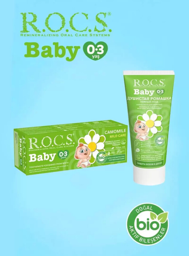 Rocs Baby Papatya Özlü Diş Macunu 0-3Yaş 35 ml - ROCS
