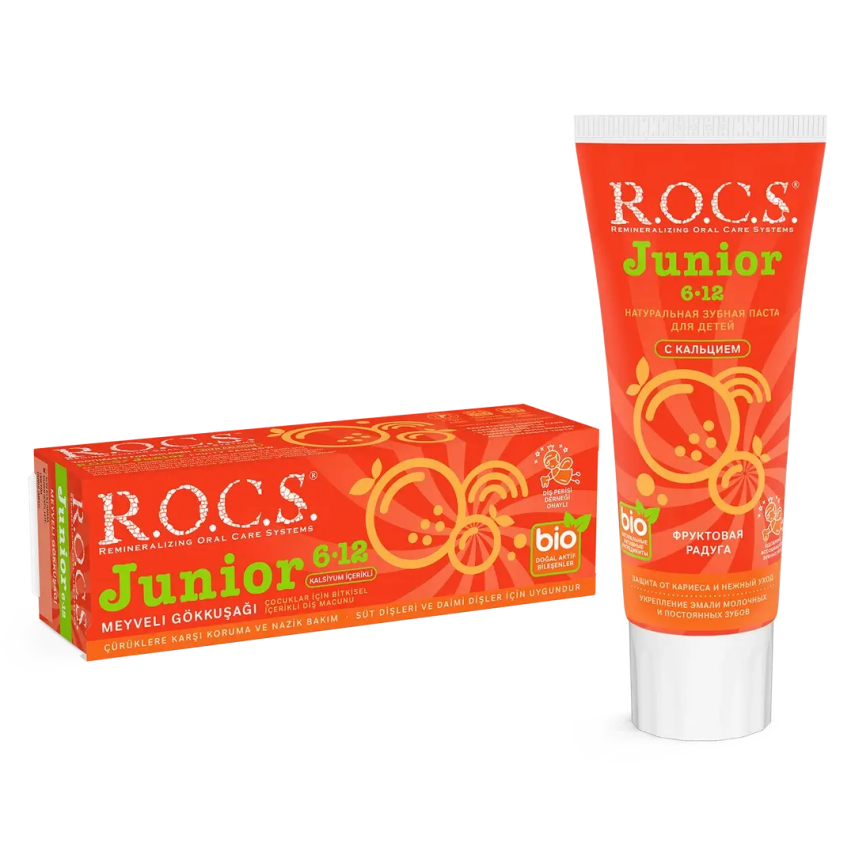 Rocs Junior 6-12 Yaş Meyveli Gökkuşağı Diş Macunu 60 ml - 1