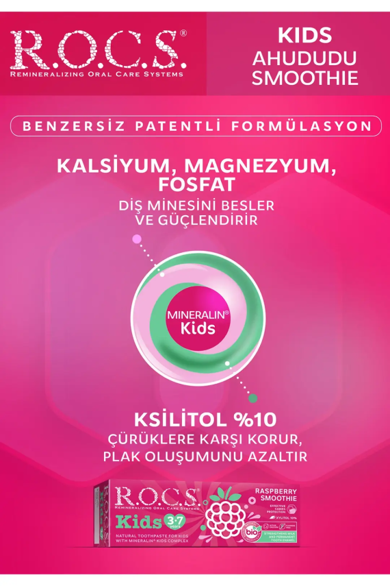 ROCS Kids Ahududu 3-7 Yaş Florürsüz Diş Macunu 35 ml - 4