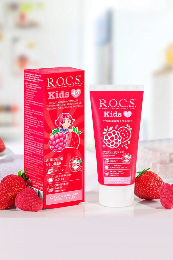 ROCS Kids Ahududu Ve Çilek 4-7 Yaş Diş Macunu 35 ml - 3